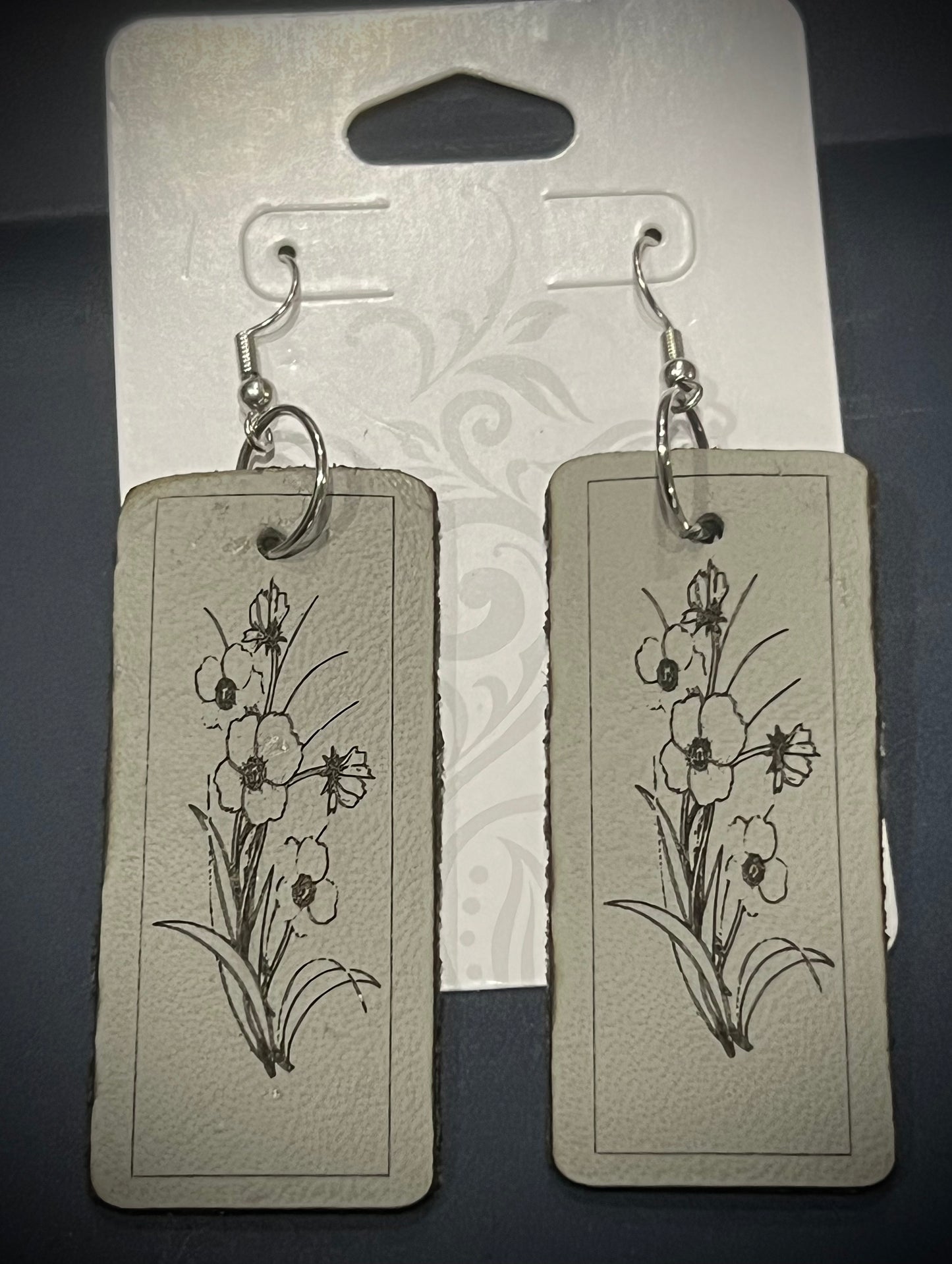 Grey Leather Earrings