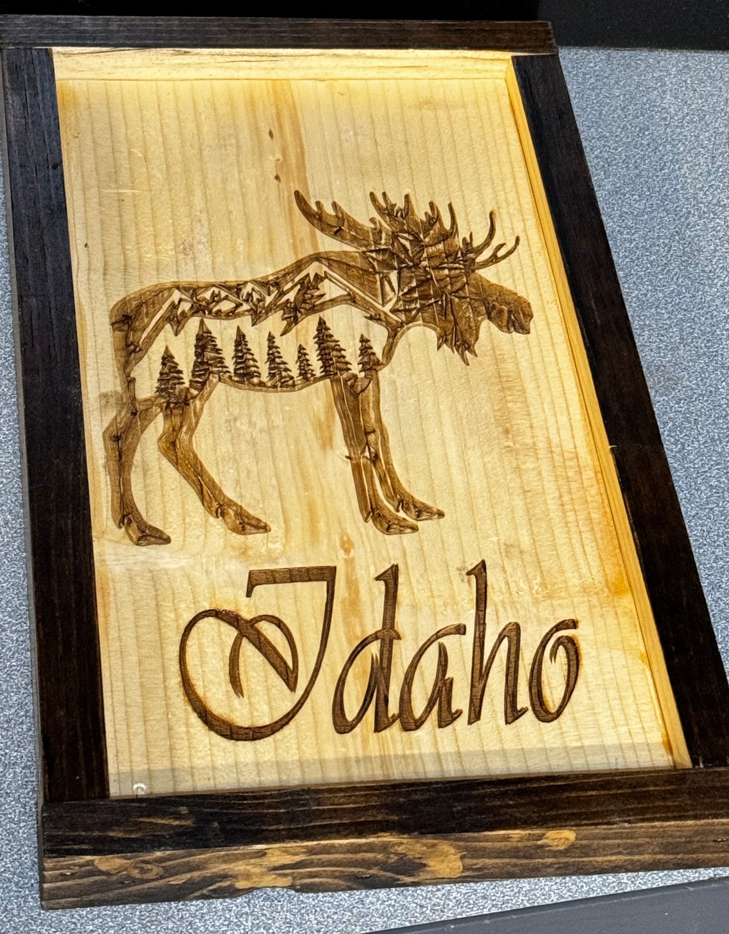 Wood Valet Tray Moose/Idaho Design