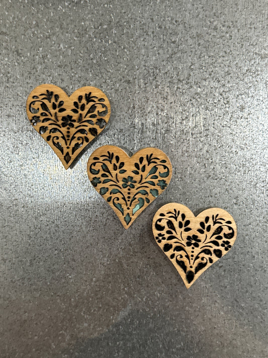 Wood Heart Magnets